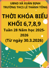 Thời khóa biểu tuần 28 - HKII - Năm học 2025-2026 (Áp dụng từ ngày 30.3.2026)