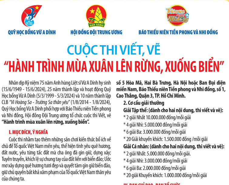 Cuộc thi viết, vẽ Hành trình mùa xuân lên rừng, xuống biển