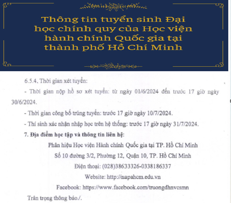 Thông tin tuyển sinh của Học viện Hành chính quốc gia1